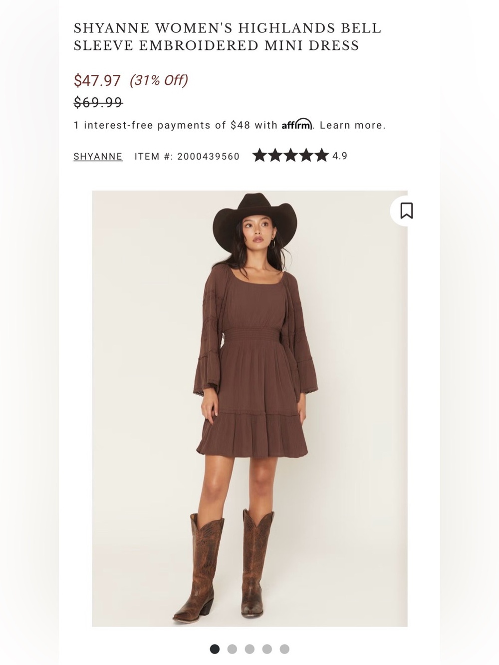 SHYANNE WOMEN'S HIGHLANDS BELL SLEEVE EMBROIDERED DRESS
